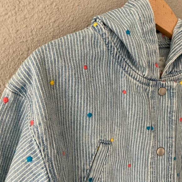 Zara Baby Embroidered Polka Dot Hooded Denim Jacket - Blue - 3/4 - Picture 4 of 10